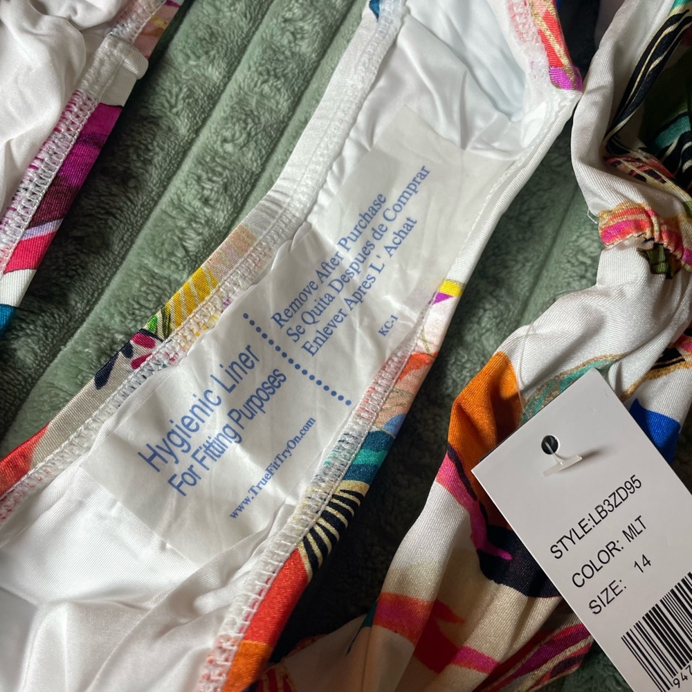 LA BLANCA Paradise Scoop Banded Tropical 🌴 Bikini 👙 Bottoms - NWT - Size 14 - Picture 6 of 7
